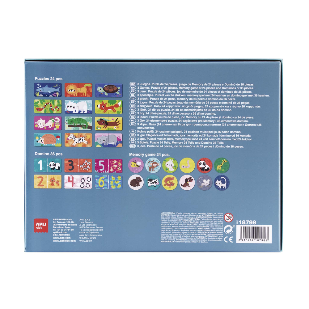Set jocuri educative Animale - Puzzle Duo, Domino și Memorie, Apli Kids, +3 ani [2]