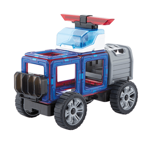 Set magnetic de construit- Magformers, masini de interventie, Clicstoys, 2-3 ani + [4]