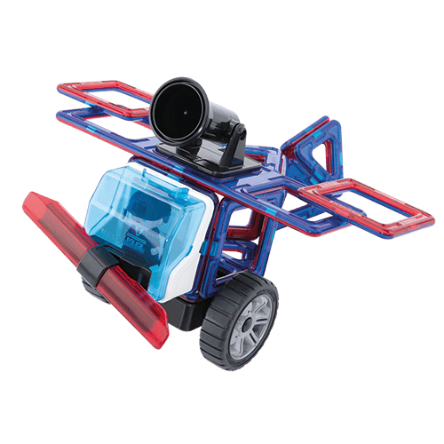 Set magnetic de construit- Magformers, masini de interventie, Clicstoys, 2-3 ani + [5]