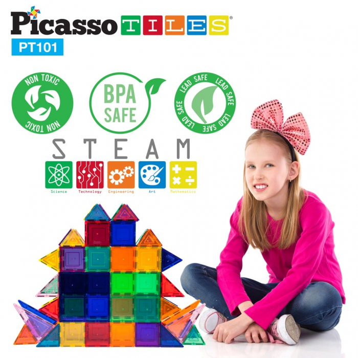 Set magnetic de construit, PicassoTiles 101 piese, + 3 ani [3]