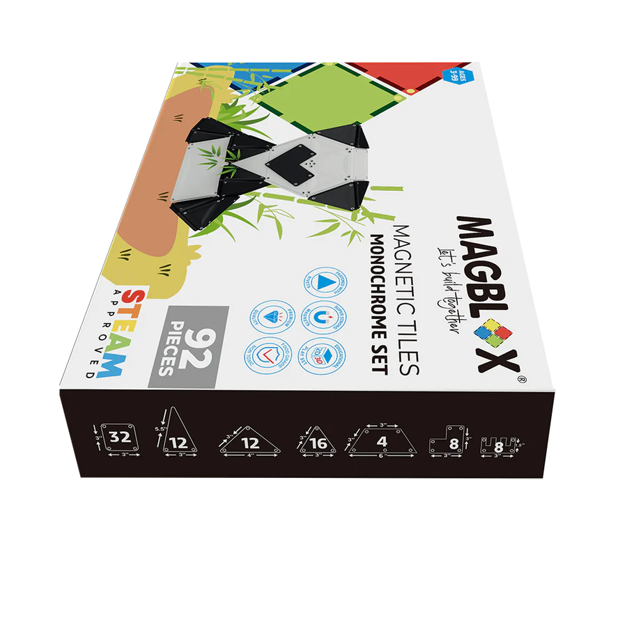 Set magnetic Magblox - 92 piese magnetice de constructie Monocrom AlbNegru [6]