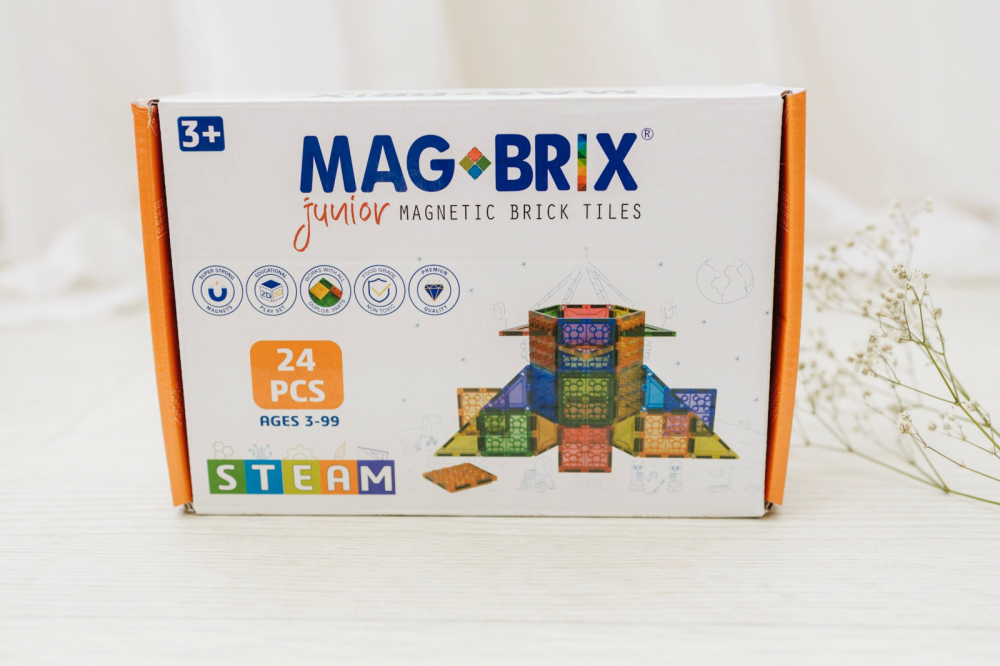 Set magnetic Magbrix Junior 24 piese patrate - compatibil cu caramizi de constructie tip Lego Duplo [2]