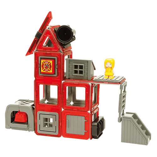 Set magnetic Magformers, Uimitorul set cu vehicule de interventie, Clicstoys, 2-3 ani + [5]