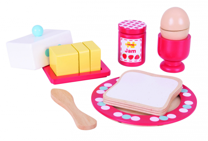 Set mic dejun din lemn, jucarie de rol pentru copii, BIGJIGS Toys, 2-3 ani + [4]