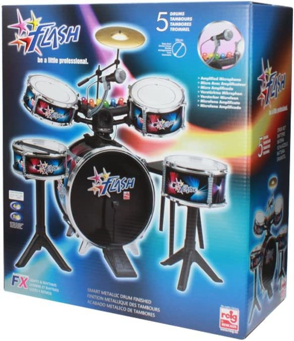 Set muzical tobe (baterie) flash, lumini si microfon, Reig Musicales, 4-5 ani + [3]