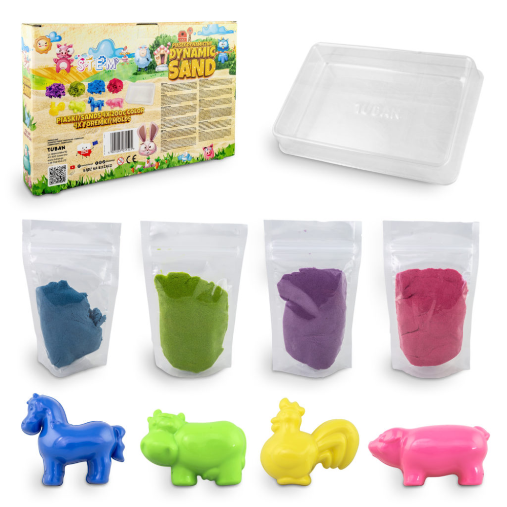 Set Nisip Kinetic 4 culori cu accesorii - Ferma [2]