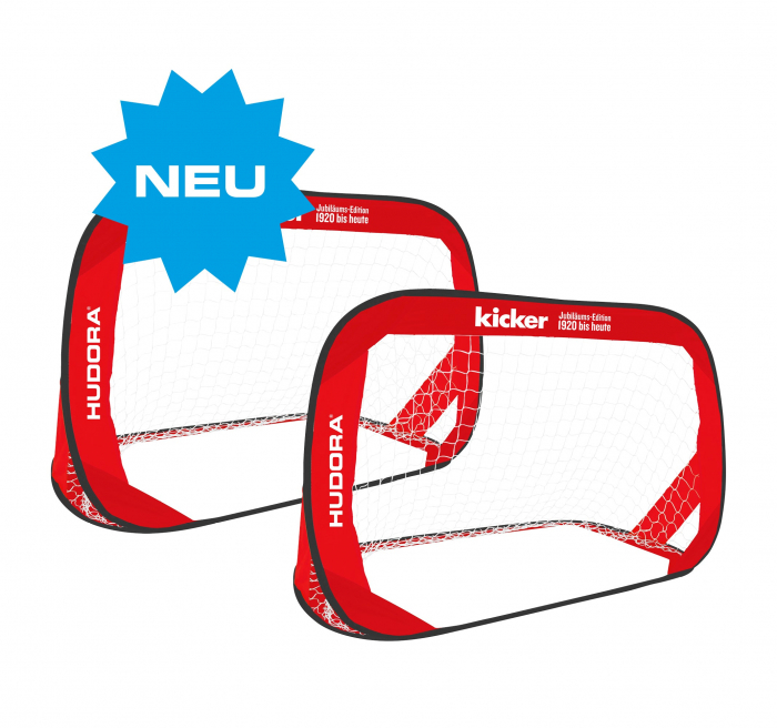 Set portabil 2 porti fotbal pentru copii +Minge fotbal Cupa Junior, marimea 5, Hudora