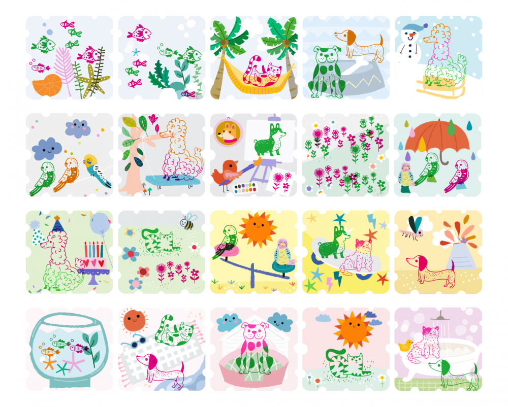 Set portabil de stampile Haku Yoka - Animalutele mele dragi [4]