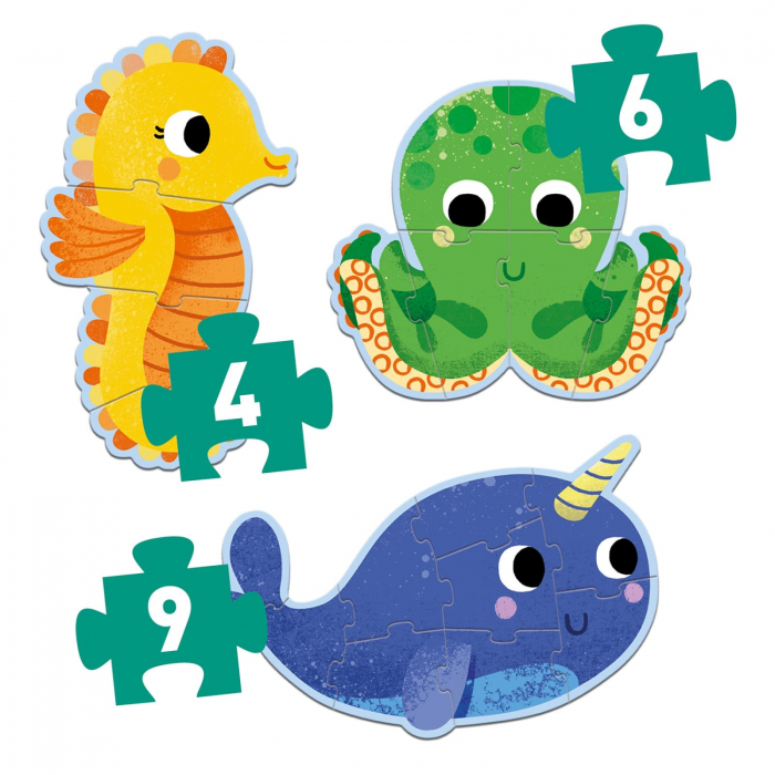 Set Puzzle-uri evolutive Djeco, Ocean, 2-3 ani + [3]