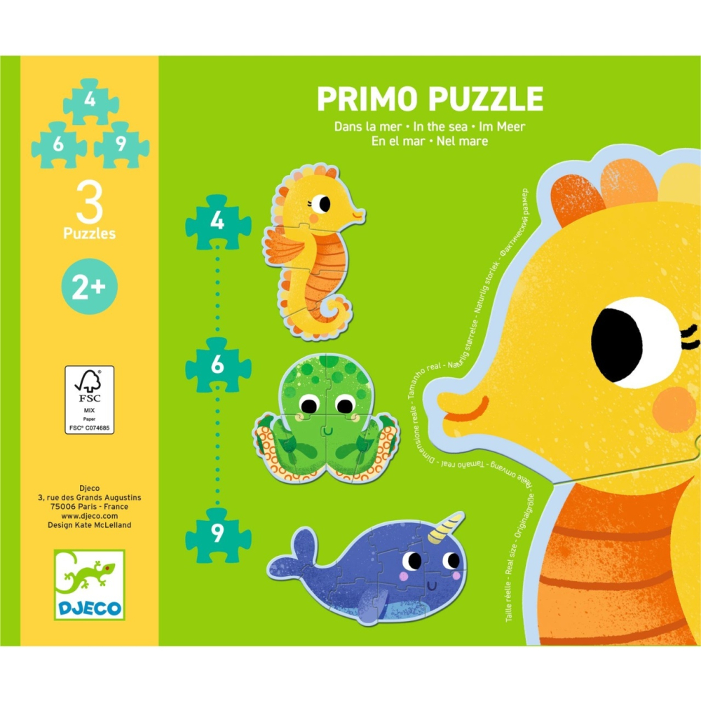 Set Puzzle-uri evolutive Djeco, Ocean, 2-3 ani + [4]