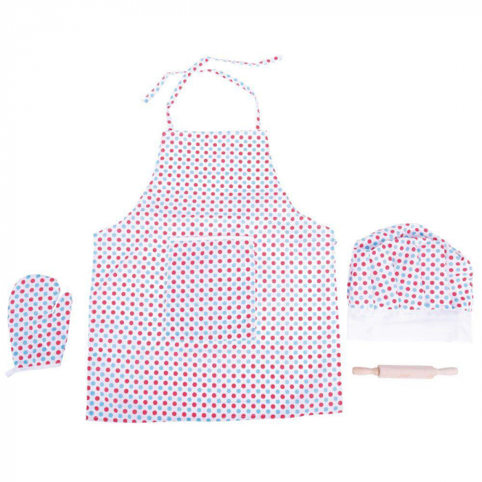 Set sortulet si accesorii alb cu buline, BIGJIGS Toys, 2-3 ani + [2]