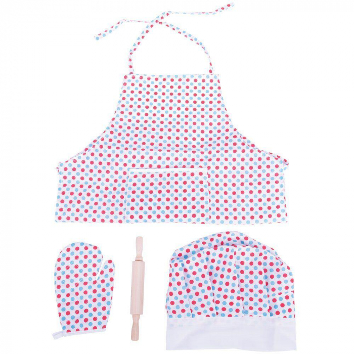 Set sortulet si accesorii alb cu buline, BIGJIGS Toys, 2-3 ani + [3]