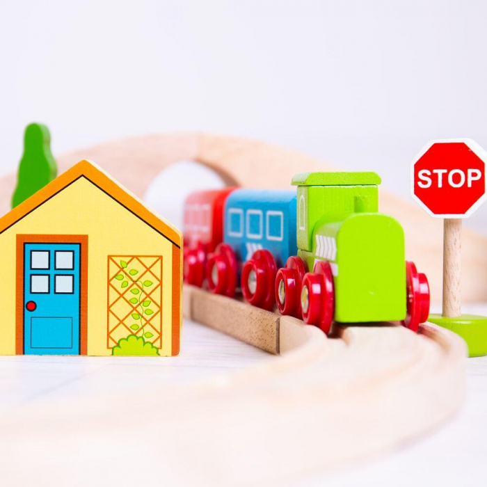 Set tren cu cale ferata circulara, BIGJIGS Toys, 2-3 ani + [6]