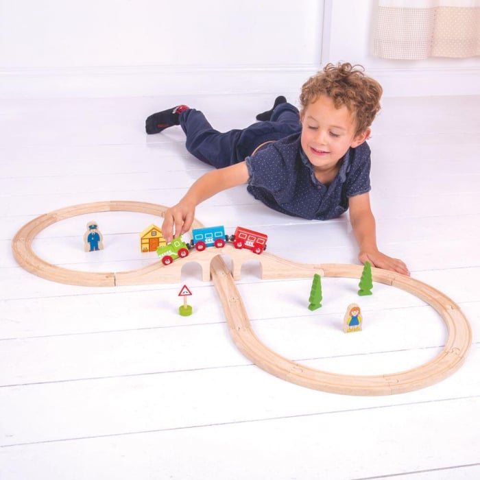 Set tren cu cale ferata circulara, BIGJIGS Toys, 2-3 ani + [7]