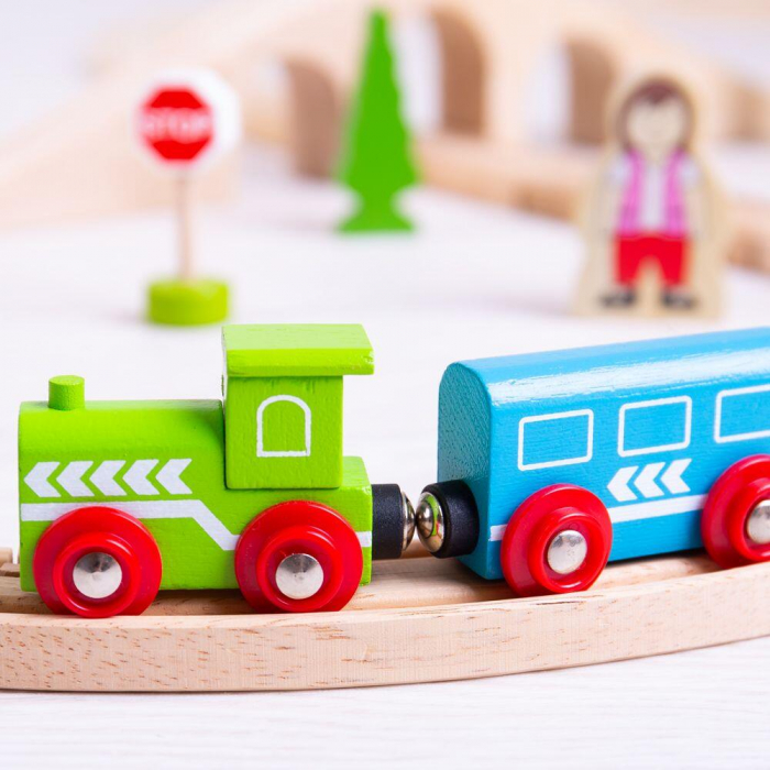Set tren cu cale ferata circulara, BIGJIGS Toys, 2-3 ani + [3]
