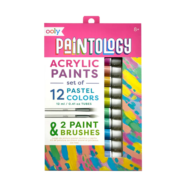 Set vopsele acrilice Paintology, 12 culori pastel si 2 pensule [2]