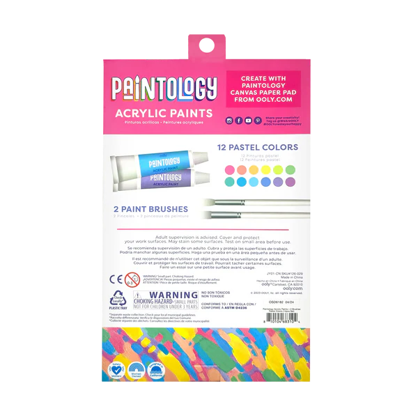 Set vopsele acrilice Paintology, 12 culori pastel si 2 pensule [3]