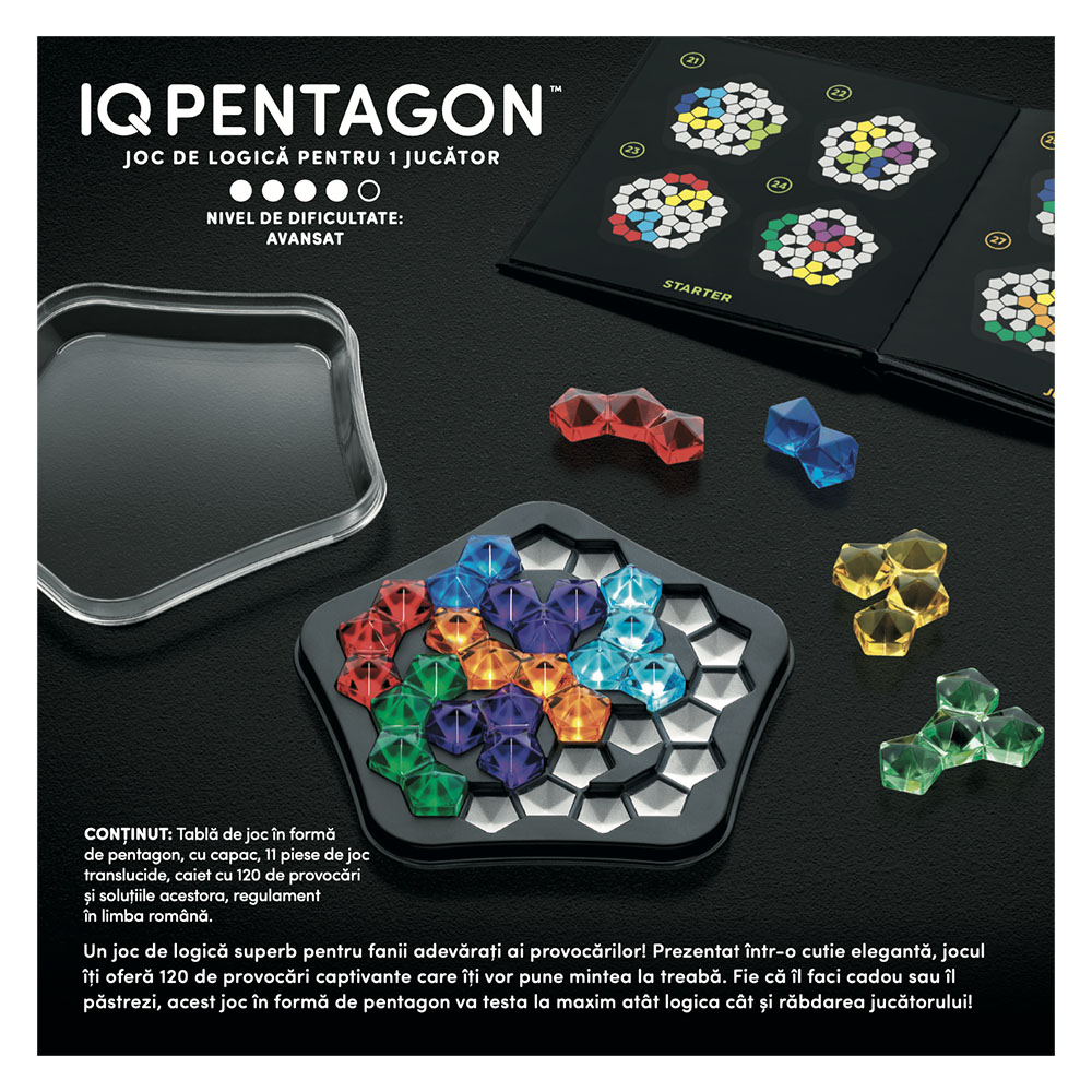 Smart Games - IQ Deluxe - Pentagon, joc de logica cu 120 de provocari, 14+ ani, editie lb. Romana [4]