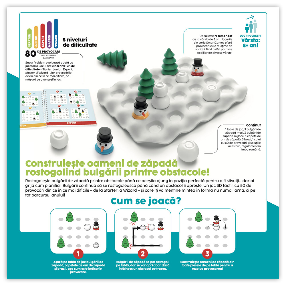 Smart Games - Snow Problem, joc de logica cu 80 de provocari, 8+ ani, editie lb. Romana [2]
