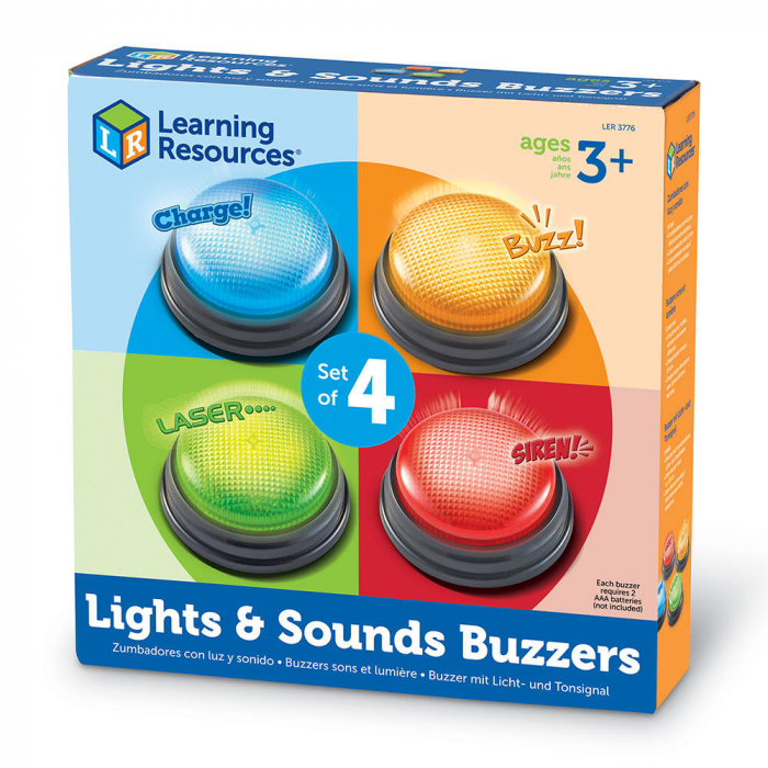 Sonerii cu lumini si sunete pentru raspuns - set 4 buc, Learning Resources, 2-3 ani + [7]