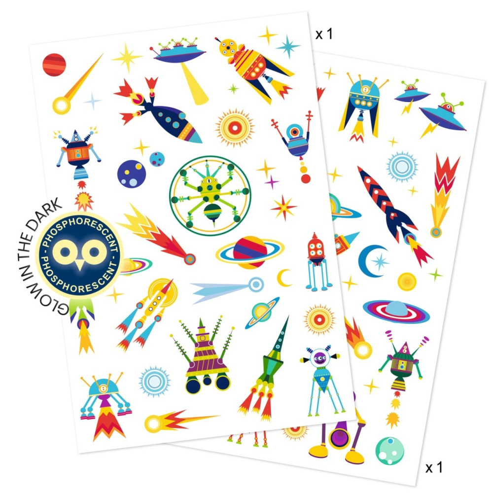 Tatuaje Djeco fluorescente, Spatiu, 2-3 ani + [3]