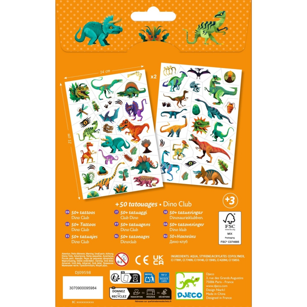 Tatuaje metalice Djeco, Dinozauri, 2-3 ani + [3]