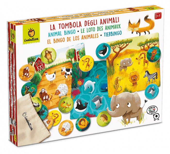 Joc de Familie 2 in 1 Tombola Animalelor: Bingo  Memo, 3 - 7 ani, Ludattica