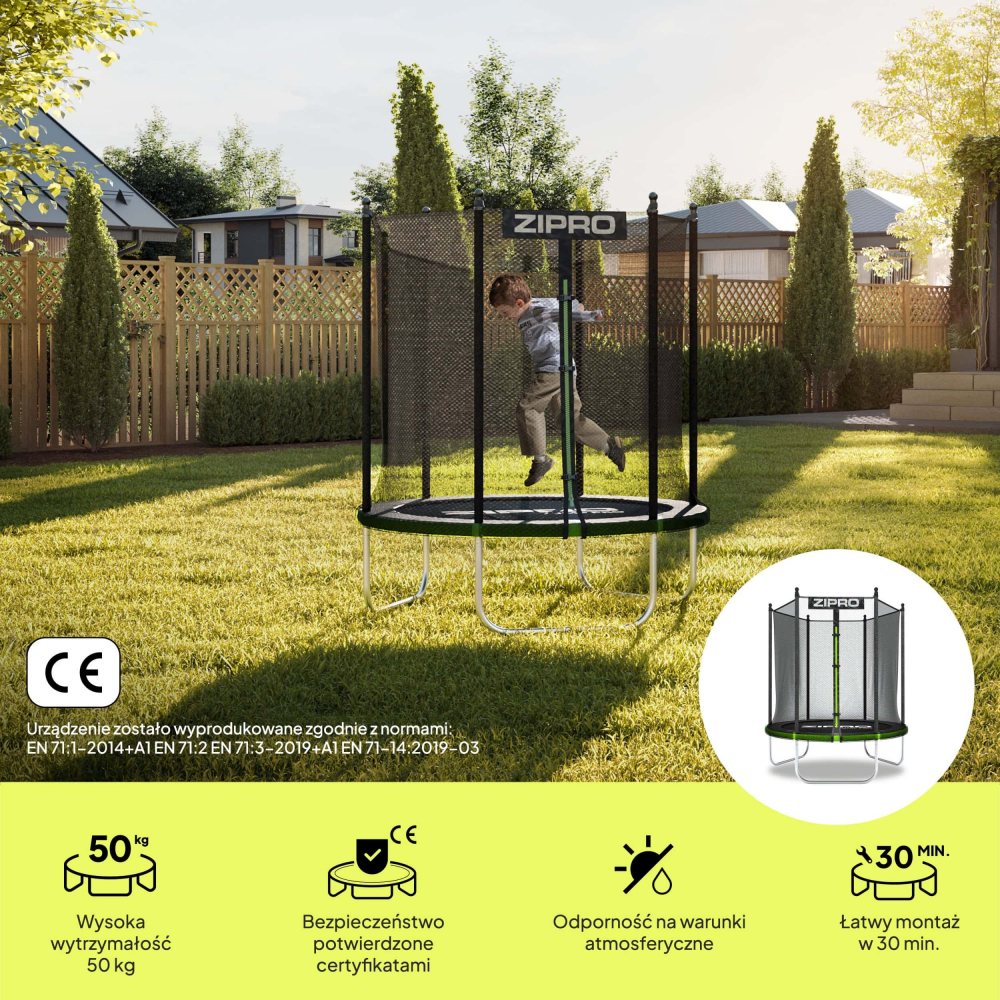 Trambulina copii 183 cm de exterior ZIPRO Jump Pro cu plasa de protectie externa [2]