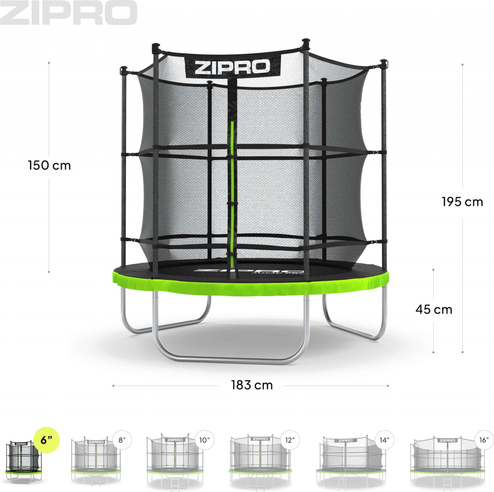 Trambulina copii 183 cm de exterior ZIPRO Jump Pro, cu plasa de protectie interna [9]
