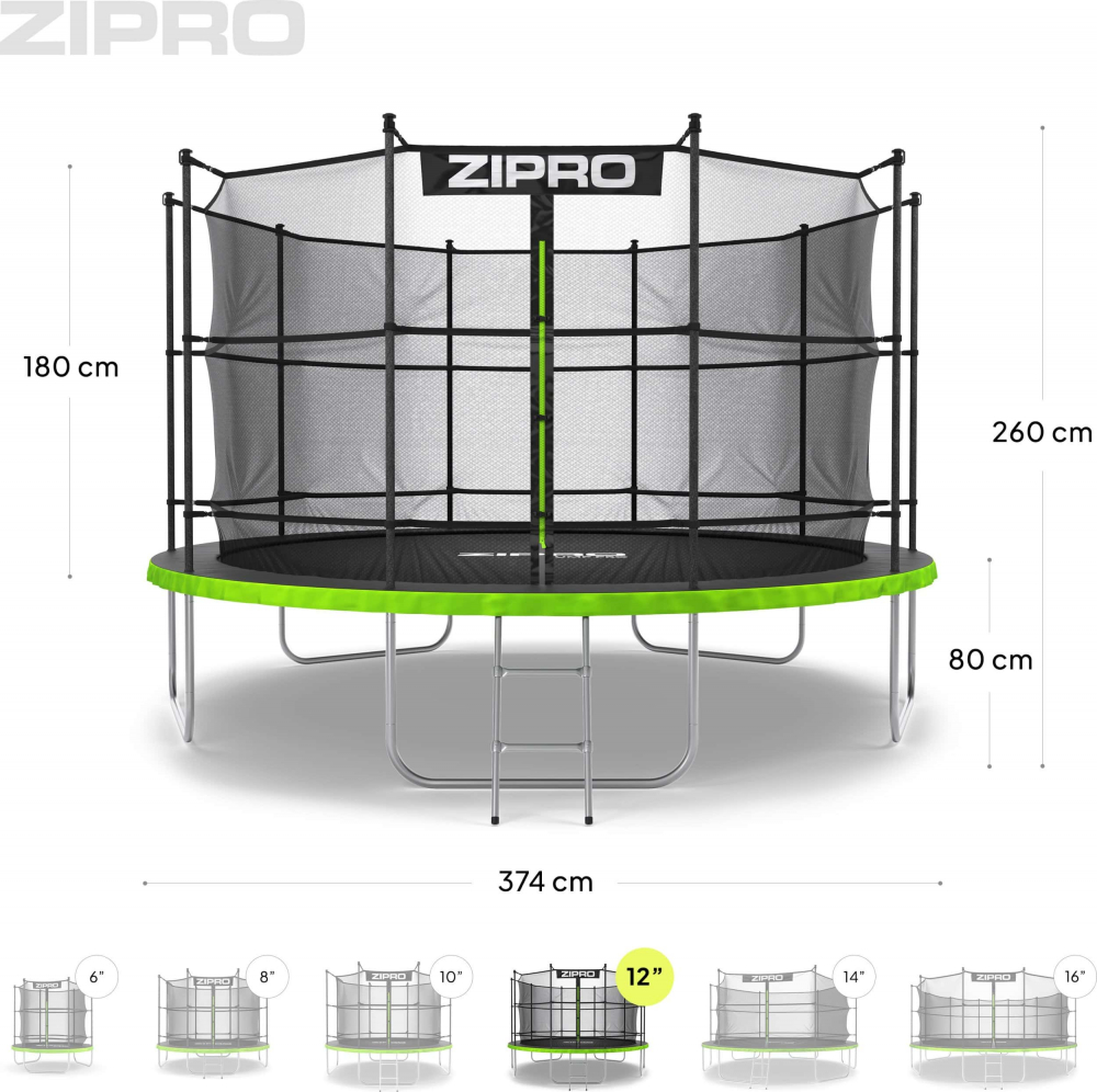 Trambulina copii 374 cm de exterior ZIPRO Jump Pro, cu plasa de protectie interna [10]