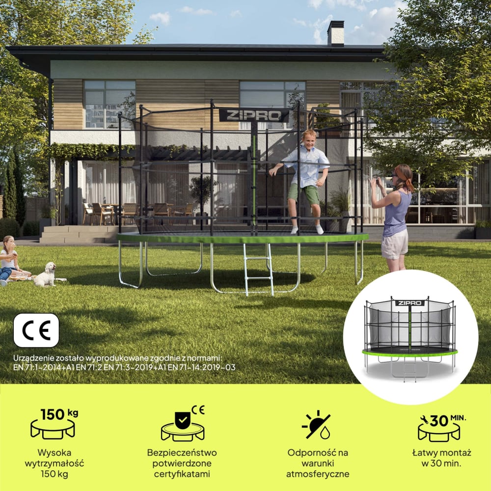 Trambulina copii 374 cm de exterior ZIPRO Jump Pro, cu plasa de protectie interna [2]