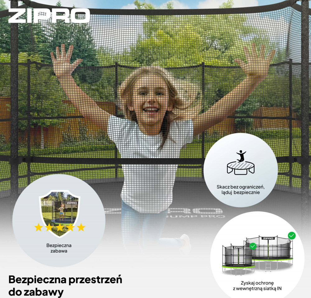 Trambulina copii 374 cm de exterior ZIPRO Jump Pro, cu plasa de protectie interna [5]