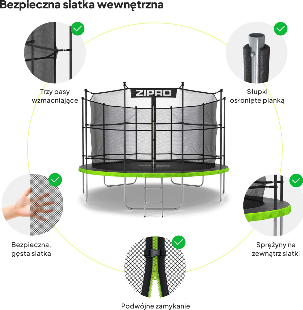 Trambulina copii 374 cm de exterior ZIPRO Jump Pro, cu plasa de protectie interna [6]