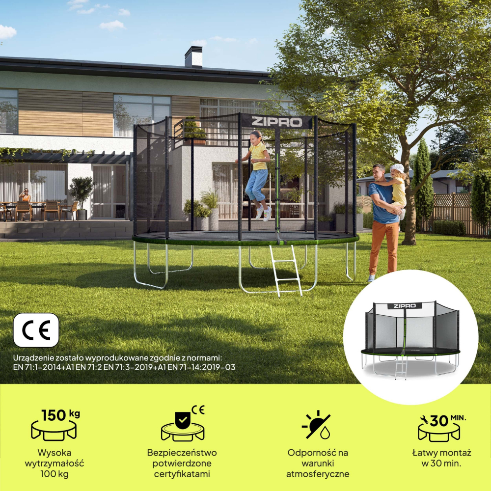Trambulina copii 435 cm de exterior ZIPRO Jump Pro cu plasa de protectie externa [2]
