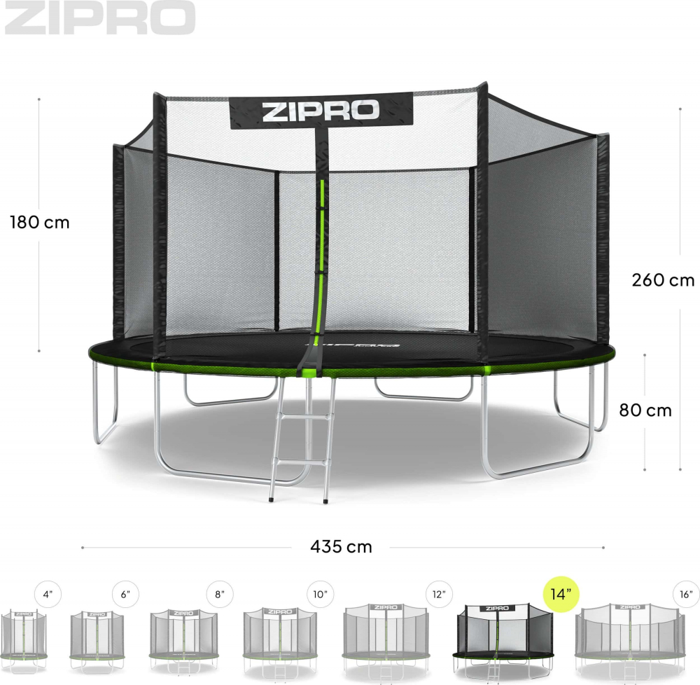 Trambulina copii 435 cm de exterior ZIPRO Jump Pro cu plasa de protectie externa [10]