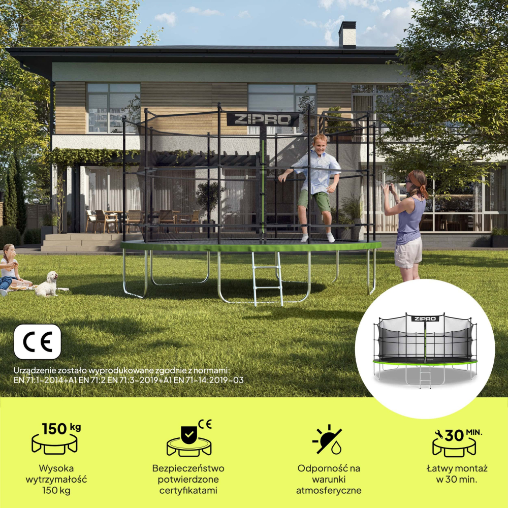 Trambulina copii 496 cm de exterior ZIPRO Jump Pro, cu plasa de protectie interna [2]
