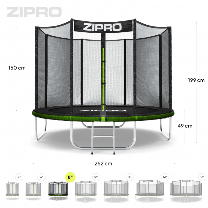 Trambulina copii 252 cm de exterior ZIPRO Jump Pro cu plasa de protectie externa [2]