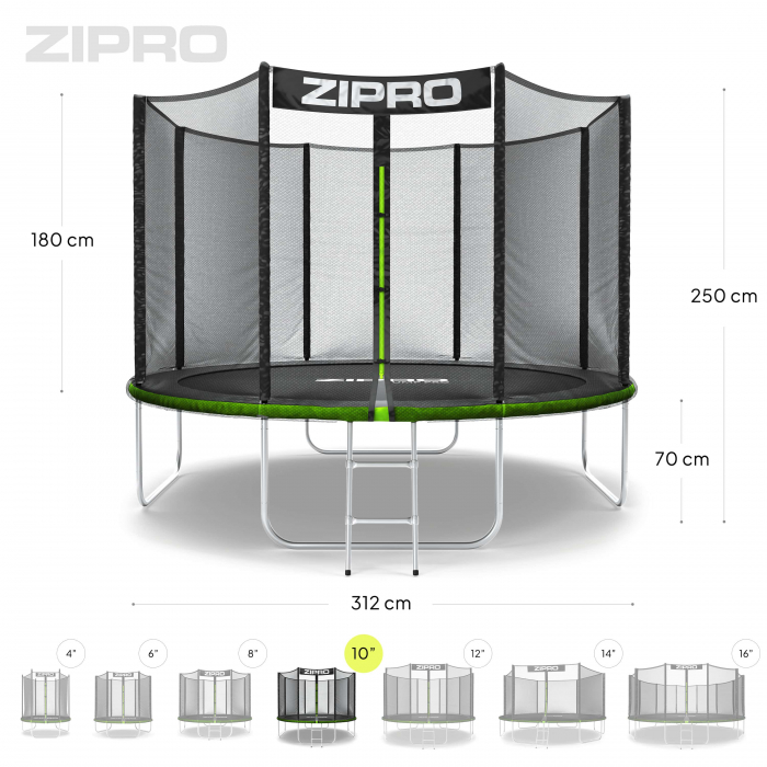 Trambulina copii 312 cm de exterior ZIPRO Jump Pro cu plasa de protectie externa [2]