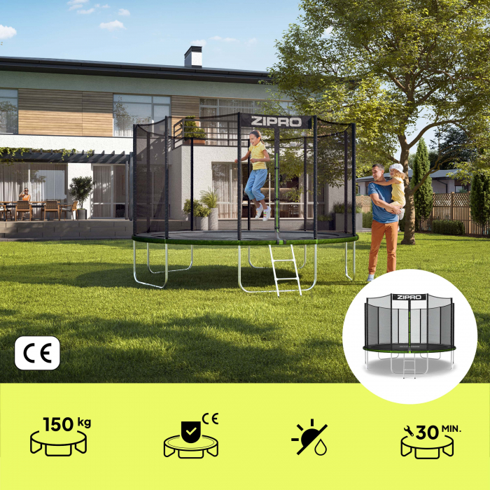 Trambulina copii 374 cm de exterior ZIPRO Jump Pro cu plasa de protectie externa [4]