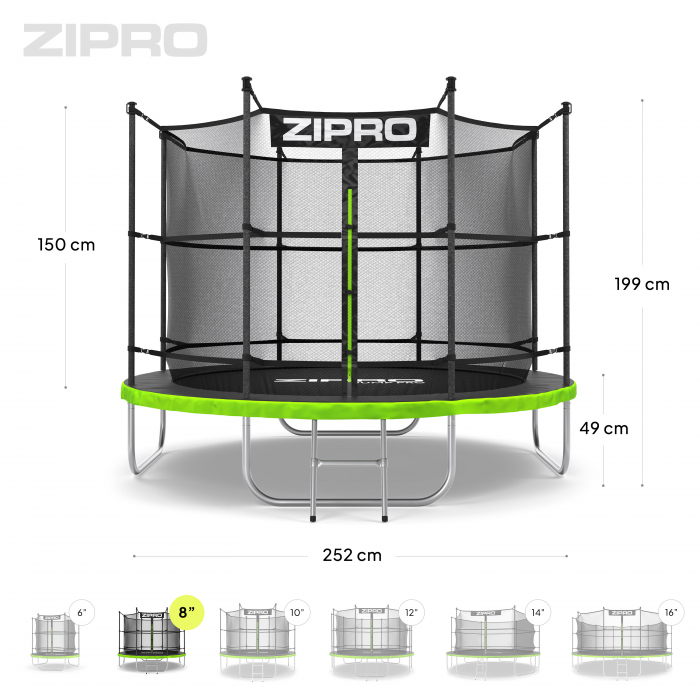 Trambulina copii 252 cm de exterior ZIPRO Jump Pro, cu plasa de protectie interna [2]