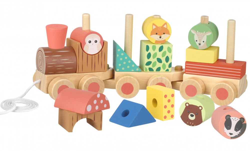 Trenulet din lemn cu forme si animale, Orange Tree Toys [5]
