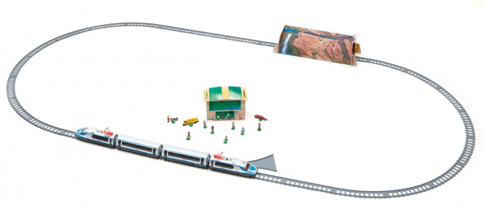 Trenulet electric High Speed cu statie, indicator de sina si tunel, Pequetren, 2-3 ani + [5]
