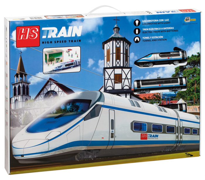 Trenulet electric High Speed cu statie, indicator de sina si tunel, Pequetren, 2-3 ani + [2]