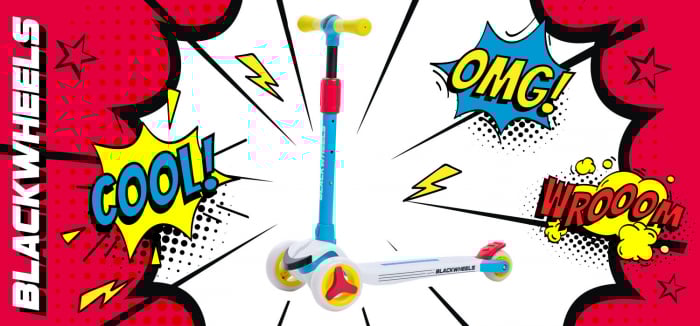 Trotineta cu 3 roti copii BlackWheels BLINK Albastra, cu inaltime reglabila, roata diametru 200 mm [13]