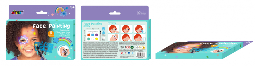 Trusa make-up pictura fata cu sabloane incluse - sase culori non-alergice - curcubeu si stele [6]