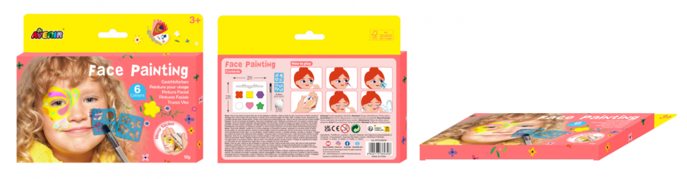 Trusa make-up pictura fata cu sabloane incluse - sase culori non-alergice - flori si fluturi [5]