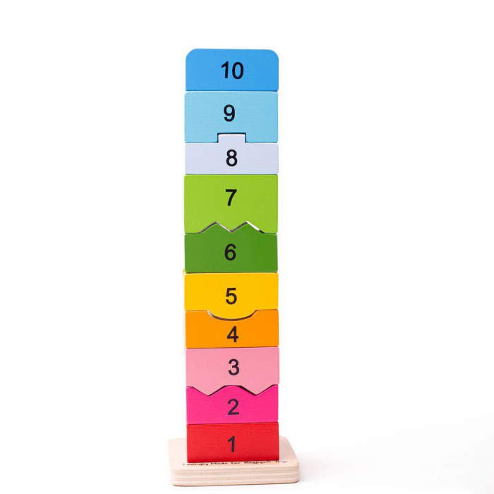 Turnulet din lemn cu numere, BIGJIGS Toys, 1-2 ani + [4]
