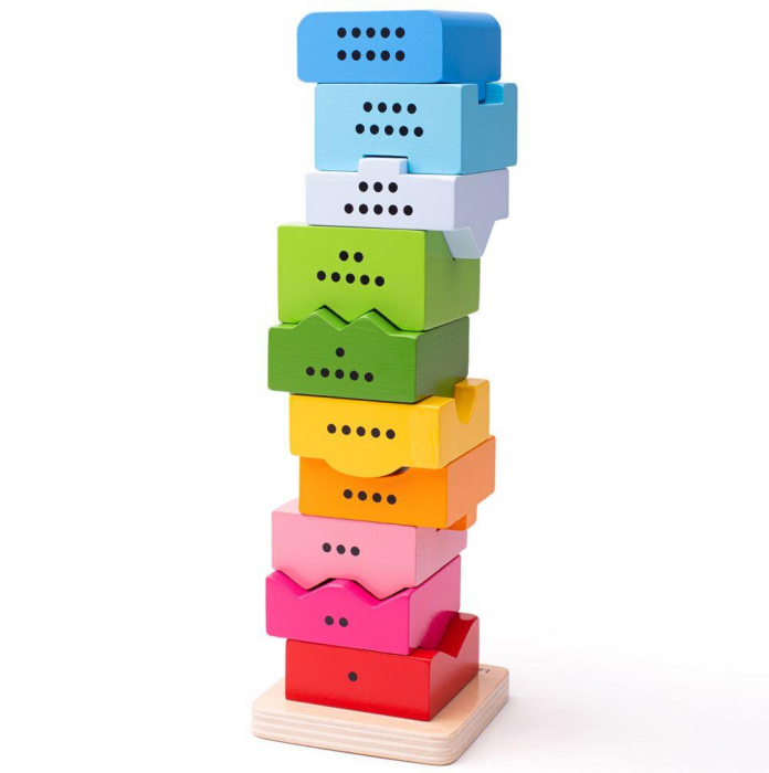 Turnulet din lemn cu numere, BIGJIGS Toys, 1-2 ani + [2]