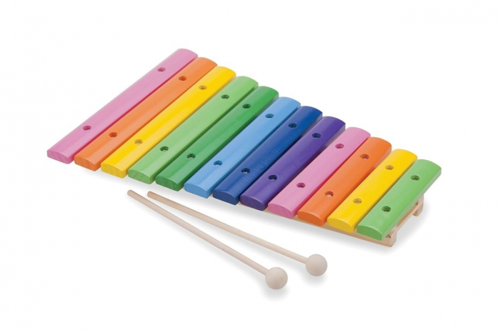 Xilofon Lemn - 12 note colorate, New Classic Toys, 1-2 ani + [2]