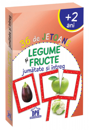 Jucarii baieti - 36 de Jetoane - Legume și Fructe (jumătate și întreg), DPH, 2 ani +